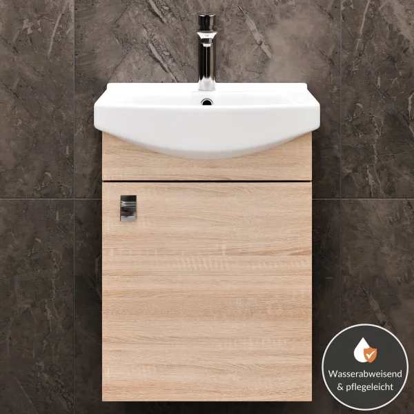 Sink base cabinet 45 cm (Sonoma oak) with chrome faucet