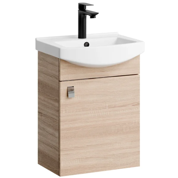 Sink base cabinet 45 cm (Sonoma oak) with black faucet