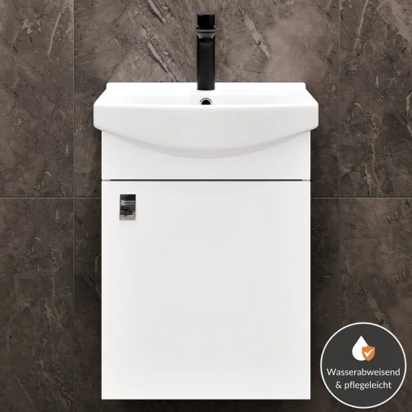 Sink base cabinet 45 cm (white) with black faucet