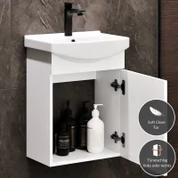 Sink base cabinet 45 cm (white) with black faucet