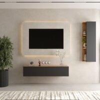 TV Wohnwand Set 140 cm TV Board mit Seiteschrank Gold...