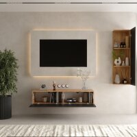 TV Wohnwand Set 140 cm TV Board mit Seiteschrank Gold...