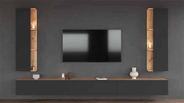 140 cm TV Cabinet Set with Sideboard in Gold Oak