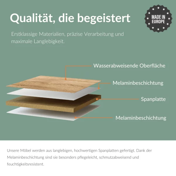 TV Wohnwand Set 160 cm TV Board mit Seiteschrank Gold Eiche / Anthrazit