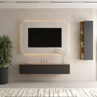 TV Wohnwand Set 160 cm TV Board mit Seiteschrank Gold...