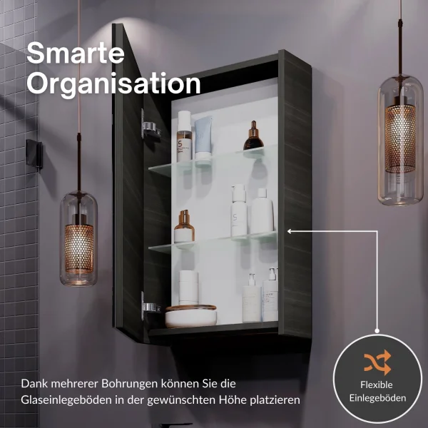 Badmöbel-Set 40cm mit Spiegelschrank (Anthrazit)