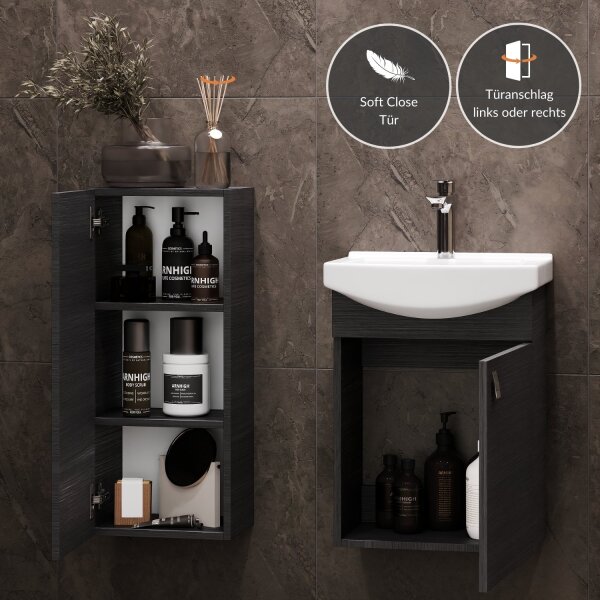Sink base cabinet 45 cm with midi cabinet 32 cm (anthracite)