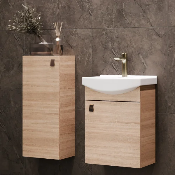Meuble sous-vasque de 45 cm avec meuble intermédiaire de 32 cm (chêne Sonoma)