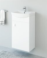 Waschtischunterschrank 45 cm mit Midischrank 32 cm (Weiß)