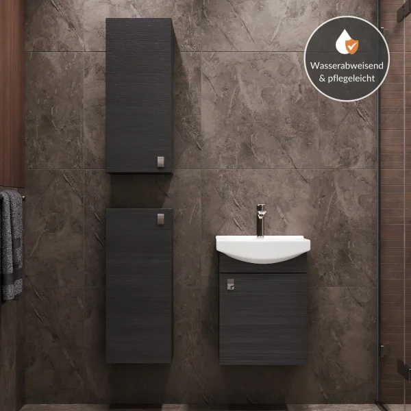 Meuble sous-lavabo de 45 cm avec 2 meubles de rangement de 32 cm (anthracite)