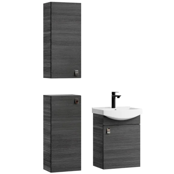 Meuble sous-lavabo de 45 cm avec 2 meubles de rangement de 32 cm (anthracite)