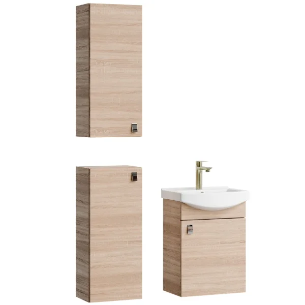 Mobile sottolavabo da 45 cm con 2 armadietti medi da 32 cm (rovere Sonoma)