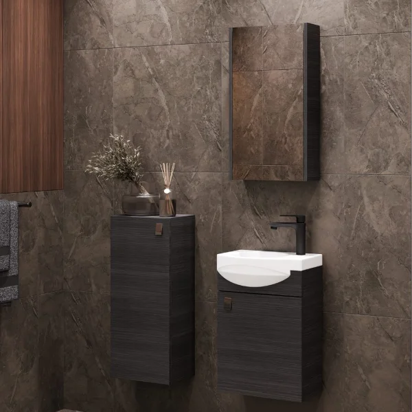 Vanity unit 40 cm with mirror cabinet and midi cabinet 32 cm