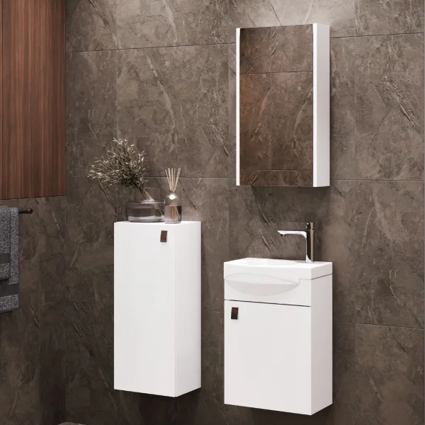 Vanity unit 40 cm with mirror cabinet and midi cabinet 32 cm