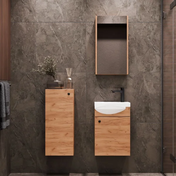 Vanity unit 40 cm with mirror cabinet and midi cabinet 32 cm