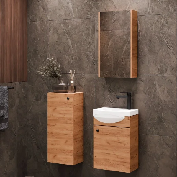 Vanity unit 40 cm with mirror cabinet and midi cabinet 32 cm