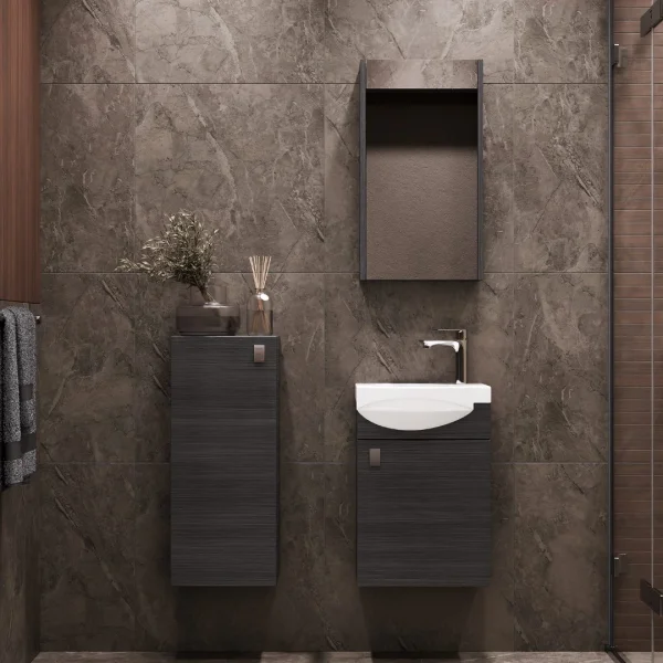 Vanity unit 40 cm with mirror cabinet and midi cabinet 32 cm