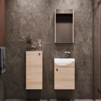 Waschtischunterschrank 40 cm mit Spiegelschrank und...