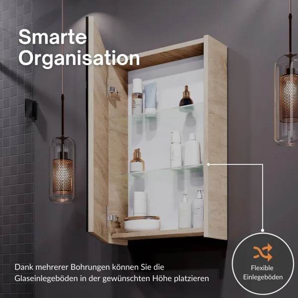 Badmöbel-Set 40cm mit Spiegelschrank (Sonoma Eiche)