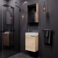 Badmöbel-Set 40cm mit Spiegelschrank (Sonoma Eiche)