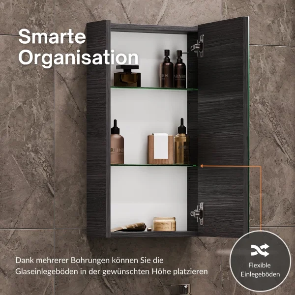 Waschtisch 40 cm mit Spiegelschrank und 2x Midischrank - anthrazit