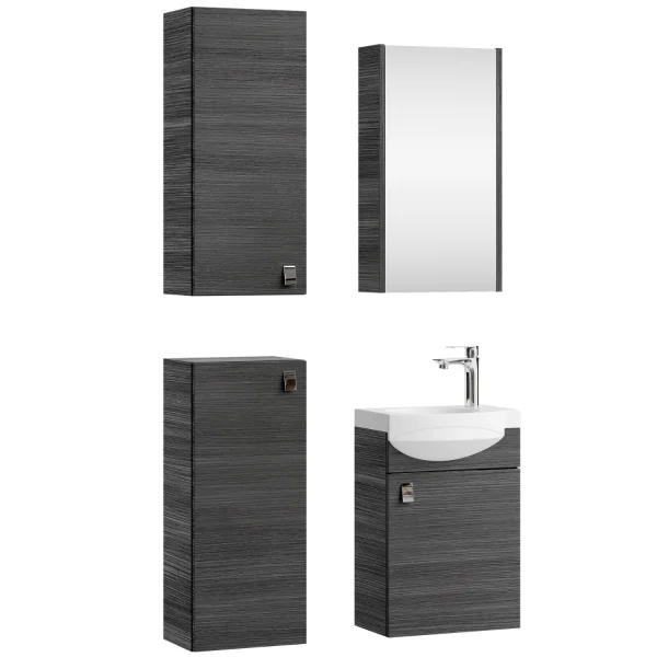 Waschtisch 40 cm mit Spiegelschrank und 2x Midischrank - anthrazit