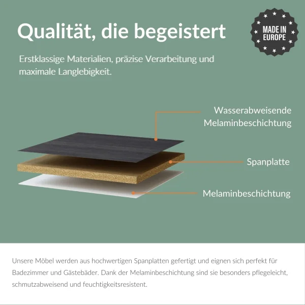 Waschtisch 40 cm mit Spiegelschrank und 2x Midischrank - anthrazit