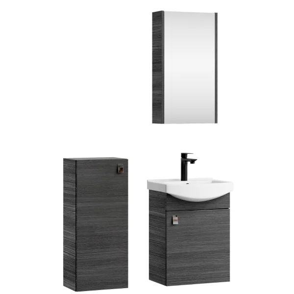 Meuble sous-lavabo de 45 cm avec armoire de toilette et meuble de rangement de 32 cm (anthracite)