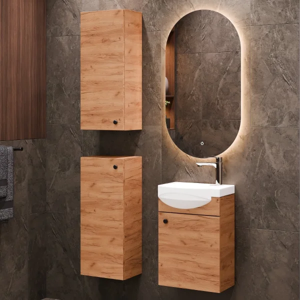 Badmöbel Set 40cm mit Spiegel und Midischränken