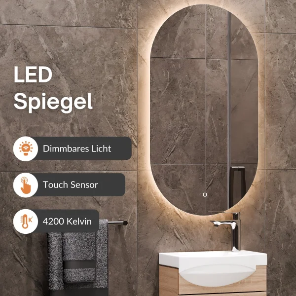 Bathroom Furniture Set: 40 cm Vanity with Lighted Mirror and 2 Mid-Sized Cabinets, Sonoma Oak