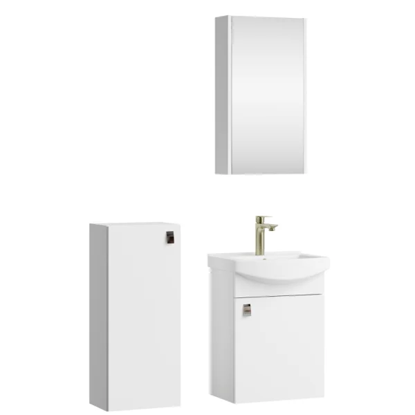 Meuble sous-vasque de 45 cm avec armoire de toilette et meuble dappoint de 32 cm (blanc)