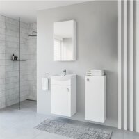 Waschtischunterschrank 45 cm mit Spiegelschrank und Midischrank 32 cm (Weiß)