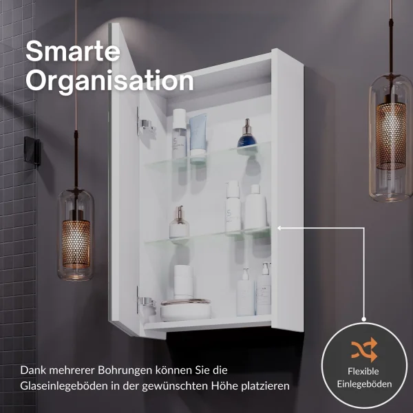 Badmöbel-Set 40cm mit Spiegelschrank (Weiß)