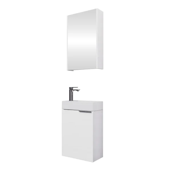 Badmöbel-Set 40cm mit Spiegelschrank (Weiß)