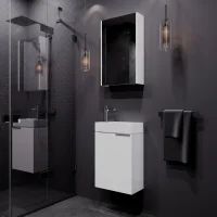 Badmöbel-Set 40cm mit Spiegelschrank (Weiß)