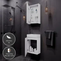 Badmöbel-Set 40cm mit Spiegelschrank (Weiß)