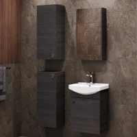 Mueble bajo para lavabo de 45 cm con armario con espejo y...