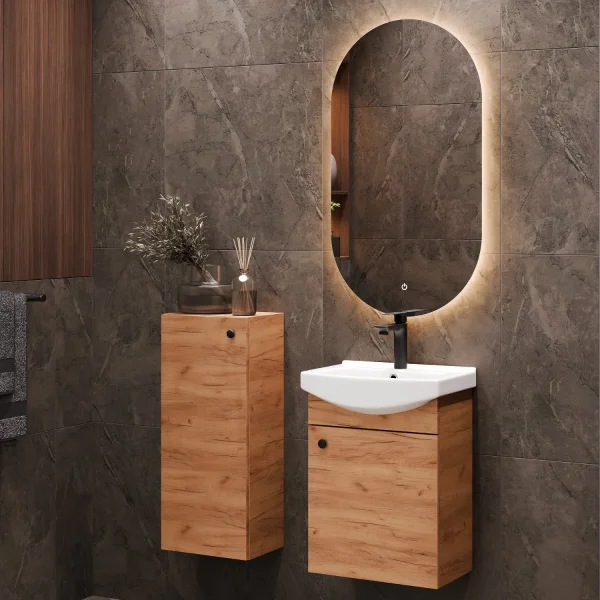 Set di mobili da bagno da 45 cm con specchio e armadietti