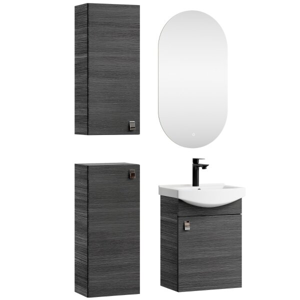 Badmöbel Set 45cm mit Spiegel und Midischränken
