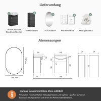 Badmöbel Set Waschtisch 45 cm  mit Badspiegel mit...