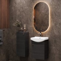 Badmöbel Set Waschtisch 45 cm mit Badspiegel mit...