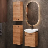 Bathroom Furniture Set: 45 cm Vanity with Lighted Mirror...