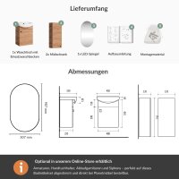 Badmöbel Set Waschtisch 45 cm mit Badspiegel mit...