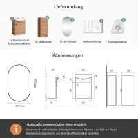 Set da bagno con lavabo da 45 cm, specchio da bagno...
