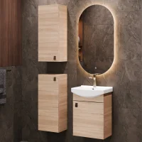 Set da bagno con lavabo da 45 cm, specchio da bagno...