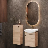 Set da bagno con lavabo da 45 cm, specchio da bagno...