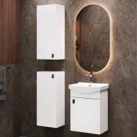 Set da bagno con lavabo da 45 cm, specchio da bagno...