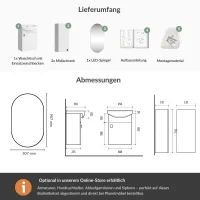 Set da bagno con lavabo da 45 cm, specchio da bagno...