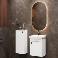 Set da bagno con lavabo da 45 cm, specchio da bagno...