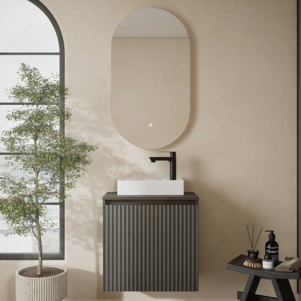 Badmöbel Set Waschtisch 55 cm mit Badspiegel